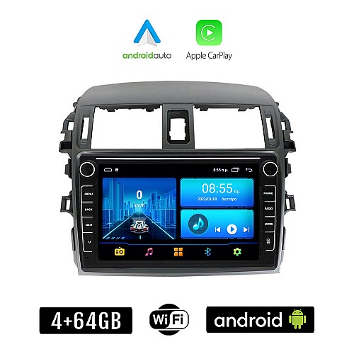 TOYOTA COROLLA (2006 - 2012) Android οθόνη αυτοκίνητου 4+64GB με GPS WI-FI ( TOYOTA ηχοσύστημα αφής 8" ιντσών 4GB CarPlay Android Auto Car Play Youtube Playstore MP3 USB Radio Bluetooth Mirrorlink  εργοστασιακή, 4 x 60W, Navi)