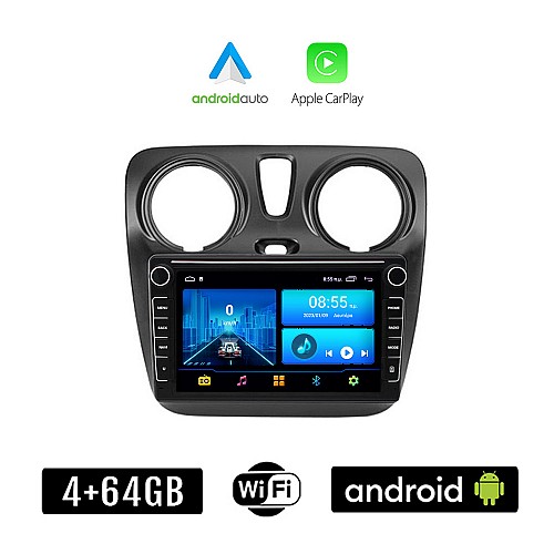 DACIA DOKKER (μετά το 2012) Android οθόνη αυτοκίνητου 4+64GB με GPS WI-FI (ηχοσύστημα αφής 8" ιντσών 4GB CarPlay Android Auto Car Play Youtube Playstore MP3 USB Radio Bluetooth Mirrorlink εργοστασιακή, 4x60W, Navi)