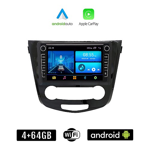 NISSAN QASHQAI (μετά το 2014) Android οθόνη αυτοκίνητου 4+64GB με GPS WI-FI (ηχοσύστημα αφής 8" ιντσών 4GB CarPlay Android Auto Car Play Youtube Playstore MP3 USB Radio Bluetooth Mirrorlink εργοστασιακή, 4x60W, Navi)