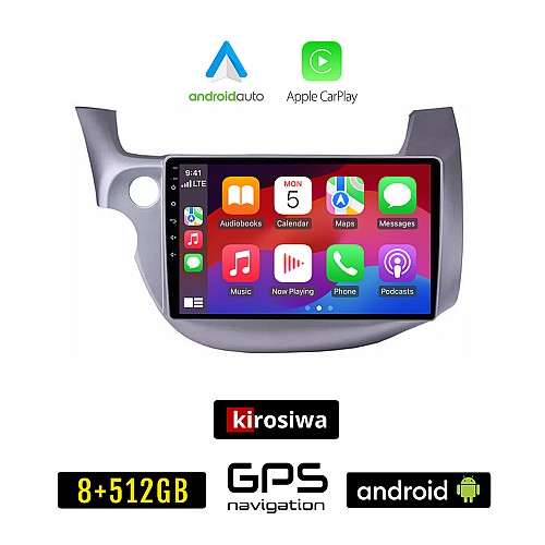 KIROSIWA HONDA JAZZ (2008 - 2012) Android οθόνη αυτοκίνητου 8GB + 256GB με GPS WI-FI (ηχοσύστημα αφής 10" ιντσών OEM Android Auto Apple Carplay Youtube Playstore MP3 USB Radio Bluetooth Mirrorlink εργοστασιακή, 4x60W, AUX)