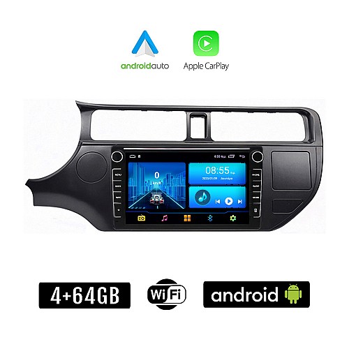 KIA RIO (2012 - 2015) Android οθόνη αυτοκίνητου 4+64GB με GPS WI-FI (ηχοσύστημα αφής 8" ιντσών 4GB CarPlay Android Auto Car Play Youtube Playstore MP3 USB Radio Bluetooth Mirrorlink εργοστασιακή, 4x60W, Navi)