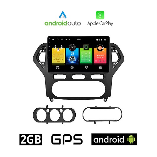 FORD MONDEO (2007 - 2010) Android οθόνη αυτοκίνητου 2GB με GPS WI-FI (ηχοσύστημα αφής 10" ιντσών OEM Android Auto Apple Carplay Youtube Playstore MP3 USB Radio Bluetooth Mirrorlink εργοστασιακή, 4x60W, AUX, μαύρο)
