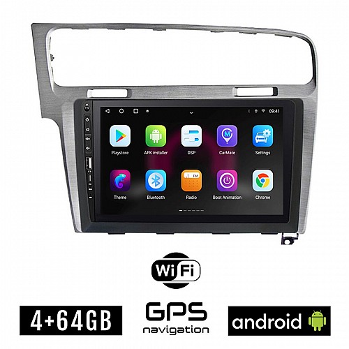 VOLKSWAGEN VW GOLF 7 (μετά το 2013) Android οθόνη αυτοκίνητου 4GB με GPS WI-FI (ηχοσύστημα αφής 9" ιντσών OEM Youtube Playstore MP3 USB Radio Bluetooth Mirrorlink, 4x60W, ασημί)