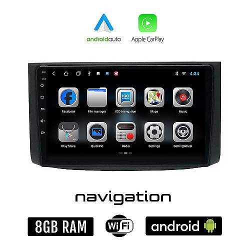 CHEVROLET AVEO (2006-2010) Android οθόνη αυτοκίνητου 8GB + 128GB με GPS WI-FI (ηχοσύστημα αφής 9" ιντσών OEM Android Auto Apple Carplay Youtube Playstore MP3 USB Radio Bluetooth Mirrorlink εργοστασιακή, 4x60W)