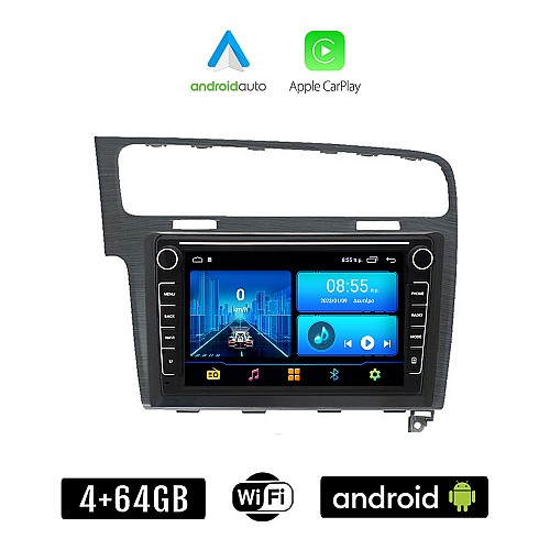 VOLKSWAGEN VW GOLF 7 (μετά το 2013) Android οθόνη αυτοκίνητου 4+64GB με GPS WI-FI (ηχοσύστημα αφής 8" ιντσών 4GB CarPlay Android Auto Car Play Youtube Playstore MP3 USB Radio Bluetooth Mirrorlink, 4x60W, γκρί)