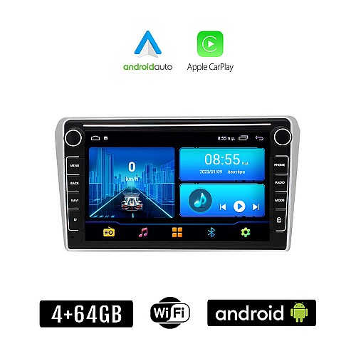 TOYOTA AVENSIS (2003 - 2008) Android οθόνη αυτοκίνητου 4+64GB με GPS WI-FI (ηχοσύστημα αφής 8" ιντσών 4GB CarPlay Android Auto Car Play Youtube Playstore MP3 USB Radio Bluetooth Mirrorlink εργοστασιακή, Navi, 4x60W)