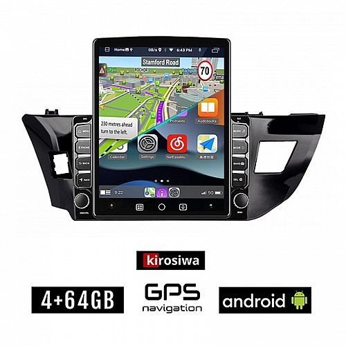 KIROSIWA TOYOTA COROLLA (2013 - 2016) Android οθόνη αυτοκίνητου 4GB με GPS WI-FI (ηχοσύστημα αφής 9.7" ιντσών OEM Youtube Playstore MP3 USB Radio 4+64GB Bluetooth Mirrorlink εργοστασιακή, 4x60W, AUX)