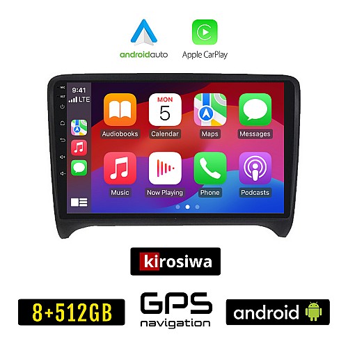 KIROSIWA AUDI TT (2007 - 2015) Android οθόνη αυτοκίνητου 8GB + 256GB με GPS WI-FI (ηχοσύστημα αφής 9" ιντσών OEM Android Auto Apple Carplay Youtube Playstore MP3 USB Radio Bluetooth Mirrorlink εργοστασιακή, 4x60W, AUX)
