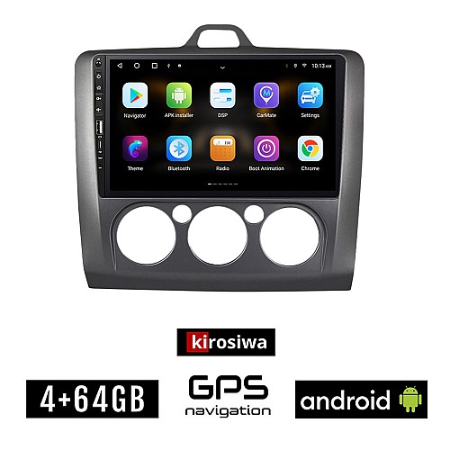 FORD FOCUS (2005 - 2011) *Με χειροκίνητο κλιματισμό Android οθόνη αυτοκίνητου 4GB με GPS WI-FI (ηχοσύστημα αφής 9" ιντσών Youtube Playstore MP3 USB Radio Bluetooth Mirrorlink εργοστασιακή, 4x60W, Navi, grey, γκρί)