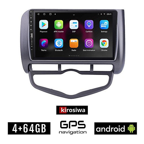 HONDA JAZZ (2002-2008) CLIMA Android οθόνη αυτοκίνητου 4GB με GPS WI-FI (ηχοσύστημα αφής 9" ιντσών OEM Youtube Playstore MP3 USB Radio Bluetooth Mirrorlink εργοστασιακή, 4x60W, Navi)