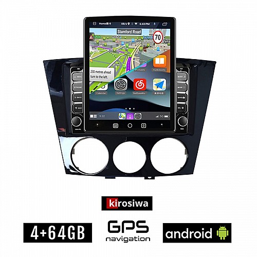 KIROSIWA MAZDA RX-8 (2001 - 2008) Android οθόνη αυτοκίνητου 4GB με GPS WI-FI (ηχοσύστημα αφής 9.7" ιντσών OEM Youtube Playstore MP3 USB Radio 4+64GB Bluetooth Mirrorlink εργοστασιακή 4x60W, AUX)