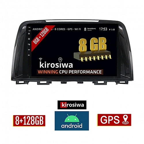 KIROSIWA 8GB + 128GB MAZDA 6 (2012-2017) Android οθόνη αυτοκίνητου με GPS WI-FI (ηχοσύστημα αφής 9" ιντσών OEM Youtube Playstore MP3 USB Radio Bluetooth Mirrorlink DSP Apple Carplay Android Auto 4G Sim Card 4x60W) RX-2274