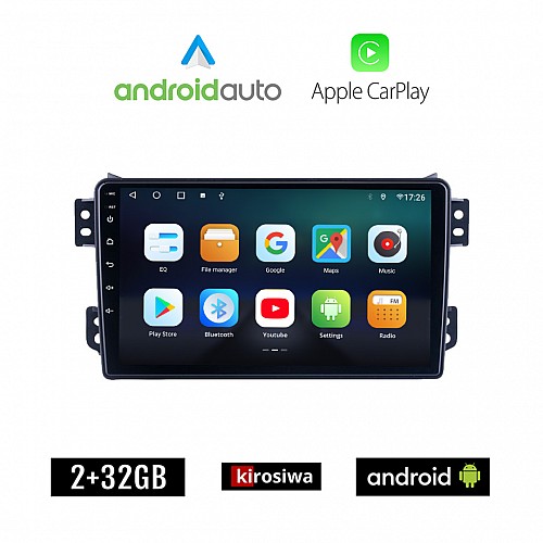 KIROSIWA SUZUKI SPLASH (μετά το 2008) Android οθόνη αυτοκίνητου 2GB με GPS WI-FI (ηχοσύστημα αφής 9" ιντσών OEM Android Auto Apple Carplay Youtube Playstore MP3 USB Radio Bluetooth Mirrorlink εργοστασιακή 4x60W, AUX)