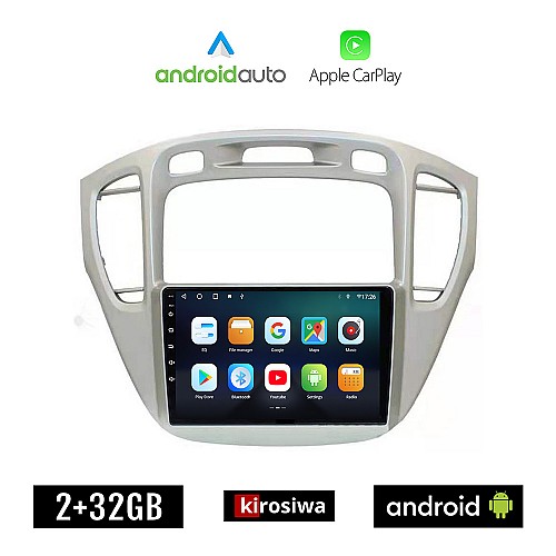 KIROSIWA TOYOTA HIGHLANDER (2002 - 2009) Android οθόνη αυτοκίνητου 2GB με GPS WI-FI (ηχοσύστημα αφής 9" ιντσών OEM Android Auto Apple Carplay Youtube Playstore MP3 USB Radio Bluetooth Mirrorlink εργοστασιακή 4x60W, AUX)