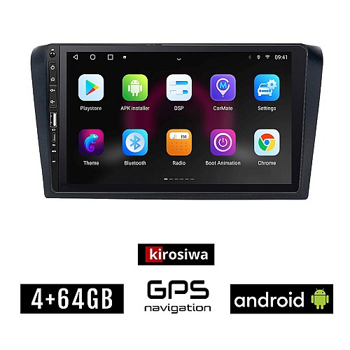 MAZDA 3 (2003 - 2008) Android οθόνη αυτοκίνητου 4GB με GPS WI-FI (ηχοσύστημα αφής 9" ιντσών OEM Youtube Playstore MP3 USB Radio Bluetooth Mirrorlink εργοστασιακή, 4x60W, Navi)