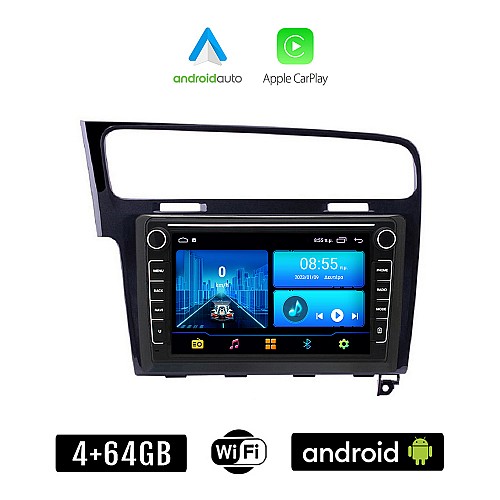 VOLKSWAGEN VW GOLF 7 (μετά το 2013) Android οθόνη αυτοκίνητου 4+64GB με GPS WI-FI (ηχοσύστημα αφής 8" ιντσών 4GB CarPlay Android Auto Car Play Youtube Playstore MP3 USB Radio Bluetooth Mirrorlink, 4x60W, μαύρο)