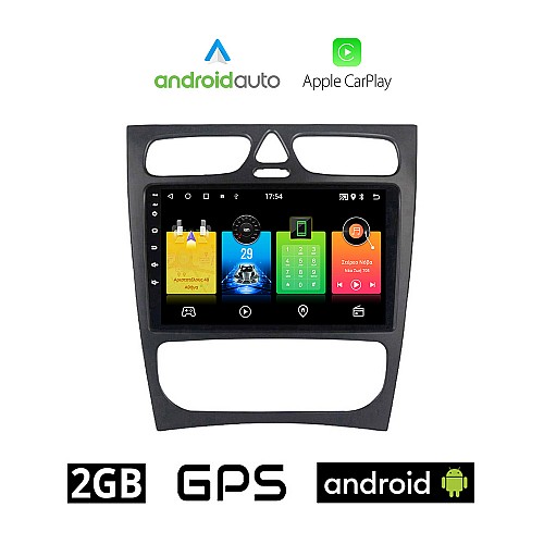 MERCEDES CLK (W209) 1999 - 2004 Android οθόνη αυτοκίνητου 2GB με GPS WI-FI (ηχοσύστημα αφής 9" ιντσών OEM Android Auto Apple Carplay Youtube Playstore MP3 USB Radio Bluetooth Mirrorlink εργοστασιακή, 4x60W, Benz)