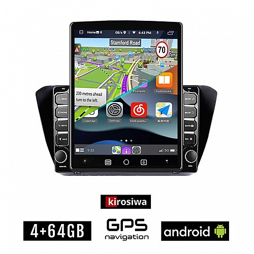 KIROSIWA SKODA SUPERB μετά το 2015 Android οθόνη αυτοκίνητου 4GB με GPS WI-FI (ηχοσύστημα αφής 9.7" ιντσών OEM Youtube Playstore MP3 USB Radio 4+64GB Bluetooth Mirrorlink εργοστασιακή, AUX, 4x60W)