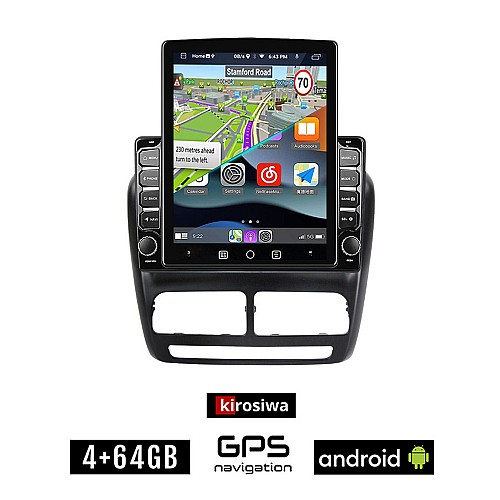 KIROSIWA FIAT DOBLO (2010 - 2015) Android οθόνη αυτοκίνητου 4GB με GPS WI-FI (ηχοσύστημα αφής 9.7" ιντσών Youtube Playstore MP3 USB Radio 4+64GB Bluetooth Mirrorlink εργοστασιακή, 4x60W, AUX)