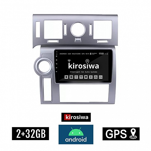 KIROSIWA 2+32GB HUMMER H2 (2008 - 2009) Android οθόνη αυτοκίνητου 2GB με GPS WI-FI (ηχοσύστημα αφής 9" ιντσών OEM Youtube Playstore MP3 USB Radio Bluetooth Mirrorlink εργοστασιακή, 4x60W, AUX, ασημί) KL-1111