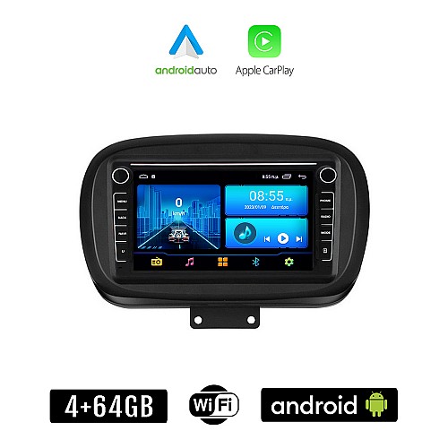 FIAT 500X (μετά το 2014) Android οθόνη αυτοκίνητου 4+64GB με GPS WI-FI (ηχοσύστημα αφής 8" ιντσών 4GB CarPlay Android Auto Car Play Youtube Playstore MP3 USB Radio Bluetooth Mirrorlink εργοστασιακή, 4x60W, Navi)