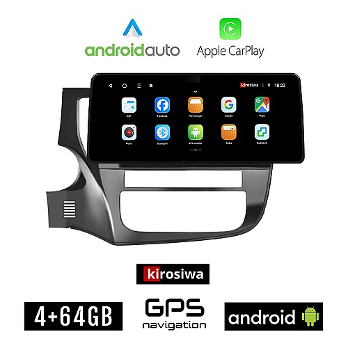 KIROSIWA MITSUBISHI OUTLANDER (μετά το 2013) Android οθόνη αυτοκίνητου 4GB (+64GB) με GPS WI-FI (ηχοσύστημα αφής 12.3" ιντσών OEM Android Auto Apple Carplay Youtube Playstore MP3 USB Radio Bluetooth Mirrorlink εργοστασιακή, 4x60W)
