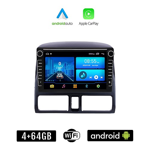 HONDA CRV (1996-2006) CLIMA Android οθόνη αυτοκίνητου 4+64GB με GPS WI-FI (ηχοσύστημα αφής 8" ιντσών 4GB CarPlay Android Auto Car Play Youtube Playstore MP3 USB Radio Bluetooth Mirrorlink εργοστασιακή, 4x60W, Navi)