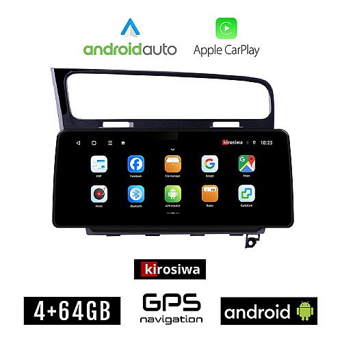 KIROSIWA VOLKSWAGEN VW GOLF 7 (μετά το 2013) Android οθόνη αυτοκίνητου 4GB (+64GB) με GPS WI-FI (ηχοσύστημα αφής 12.3" ιντσών OEM Android Auto Apple Carplay Youtube Playstore MP3 USB Radio Bluetooth Mirrorlink, 4x60W, μαύρο)