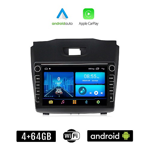 ISUZU D-MAX (2012 - 2020) Android οθόνη αυτοκίνητου 4+64GB με GPS WI-FI (ηχοσύστημα αφής 8" ιντσών 4GB CarPlay Android Auto Car Play Youtube Playstore MP3 USB Radio Bluetooth Mirrorlink εργοστασιακή, 4x60W, Navi)