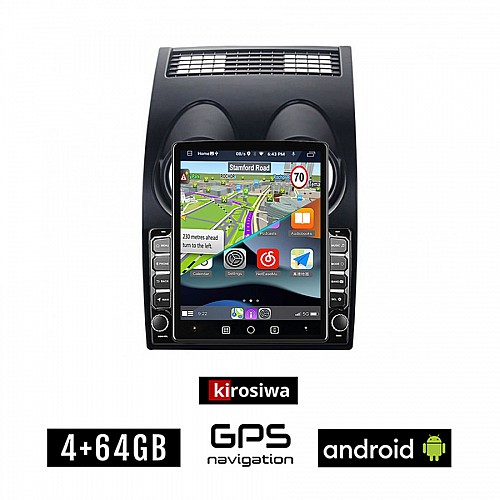 KIROSIWA NISSAN QASHQAI (2006 - 2013) Android οθόνη αυτοκίνητου 4GB με GPS WI-FI (ηχοσύστημα αφής 9.7" ιντσών OEM Youtube Playstore MP3 USB Radio 4+64GB Bluetooth Mirrorlink εργοστασιακή, 4x60W, AUX)