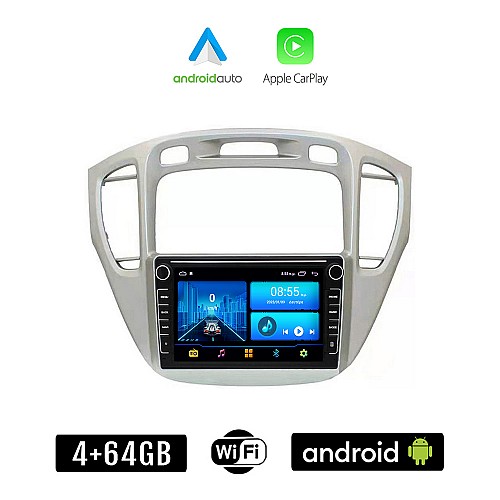 TOYOTA HIGHLANDER (2002 - 2009) Android οθόνη αυτοκίνητου 4+64GB με GPS WI-FI (ηχοσύστημα αφής 8" ιντσών 4GB CarPlay Android Auto Car Play Youtube Playstore MP3 USB Radio Bluetooth Mirrorlink εργοστασιακή 4x60W, Navi)