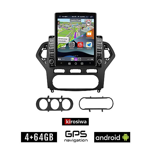 KIROSIWA FORD MONDEO (2007 - 2010) Android οθόνη αυτοκίνητου 4GB με GPS WI-FI (ηχοσύστημα αφής 9.7" ιντσών OEM Youtube Playstore MP3 USB Radio 4+64GB Bluetooth Mirrorlink εργοστασιακή, 4x60W, AUX, μαύρο)