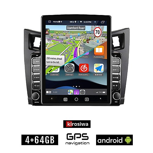 KIROSIWA TOYOTA YARIS (2006-2011) Android οθόνη αυτοκίνητου 4GB με GPS WI-FI ( TOYOTA ηχοσύστημα αφής 9.7" ιντσών OEM Youtube Playstore MP3 USB Radio 4+64GB Bluetooth Mirrorlink εργοστασιακή 4x60W)