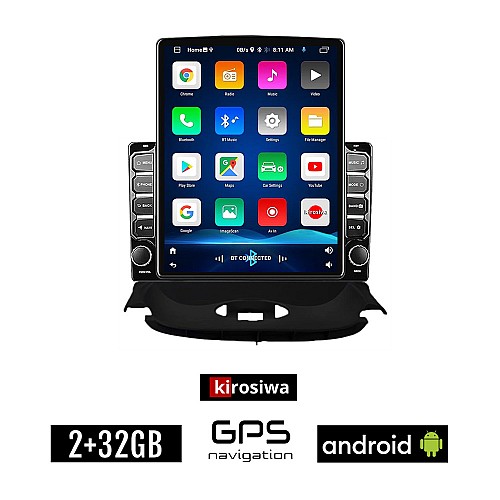 KIROSIWA PEUGEOT 206 (1998 - 2006) Android οθόνη αυτοκίνητου 2GB με GPS WI-FI (ηχοσύστημα αφής 9.7" ιντσών Youtube Playstore MP3 USB Radio Bluetooth Mirrorlink εργοστασιακή, 4x60W, AUX)