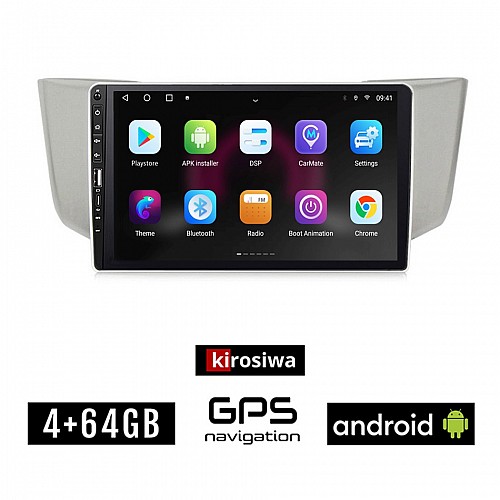 LEXUS RX 300 - 400 (2003 - 2008) Android οθόνη αυτοκίνητου 4GB με GPS WI-FI (ηχοσύστημα αφής 9" ιντσών OEM Youtube Playstore MP3 USB Radio Bluetooth Mirrorlink εργοστασιακή, 4x60W, Navi)