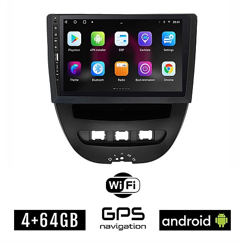 PEUGEOT 107 (2005 - 2014) Android οθόνη αυτοκίνητου 4GB με GPS WI-FI (ηχοσύστημα αφής 9" ιντσών OEM Youtube Playstore MP3 USB Radio Bluetooth Mirrorlink εργοστασιακή, 4x60W, Navi)
