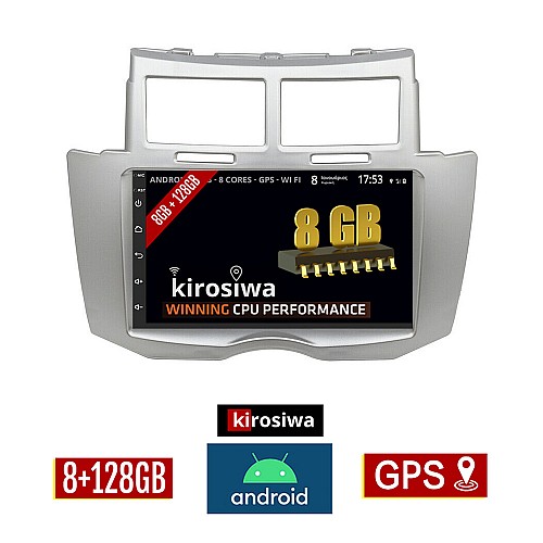 KIROSIWA 8GB + 128GB TOYOTA YARIS (2006 - 2010) Android οθόνη αυτοκίνητου με GPS WI-FI (ηχοσύστημα αφής 7" ιντσών Youtube Playstore MP3 USB Radio Bluetooth Mirrorlink DSP Apple Carplay Android Auto 4x60W, AUX)