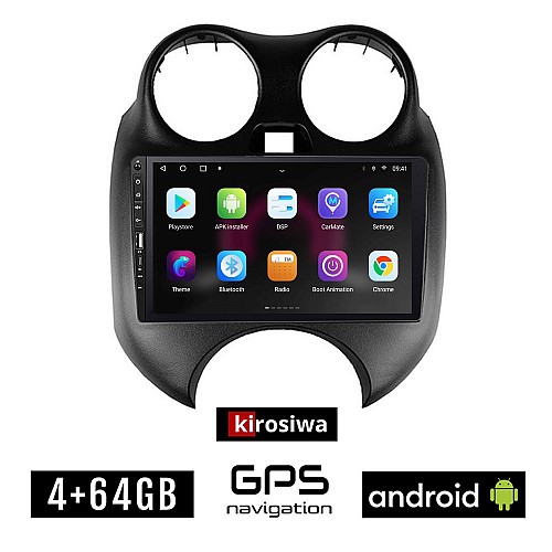 NISSAN MICRA (2010- 2016) Android οθόνη αυτοκίνητου 4GB με GPS WI-FI (ηχοσύστημα αφής 9" ιντσών OEM Youtube Playstore MP3 USB Radio Bluetooth Mirrorlink εργοστασιακή)