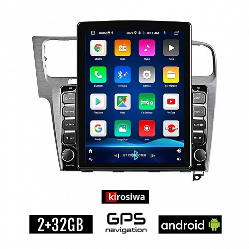 KIROSIWA VOLKSWAGEN VW GOLF 7 (μετά το 2013) Android οθόνη αυτοκίνητου 2GB με GPS WI-FI (ηχοσύστημα αφής 9.7" ιντσών OEM Youtube Playstore MP3 USB Radio Bluetooth Mirrorlink, 4x60W, ασημί)