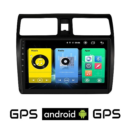 SUZUKI SWIFT (2005 - 2011) Android οθόνη αυτοκίνητου με GPS WI-FI (ηχοσύστημα αφής 10" ιντσών OEM Youtube Playstore MP3 USB Radio Bluetooth Mirrorlink εργοστασιακή, 4x60W, AUX) SUZ3667