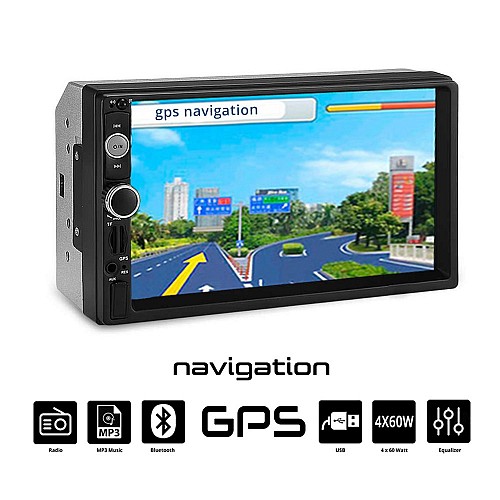 Οθόνη αφής αυτοκινήτου με Ελληνικό GPS (multimedia USB 7021G bluetooth mirrorlink, 4x60W, Universal, 2DIN, 7'' ιντσών, SD card)
