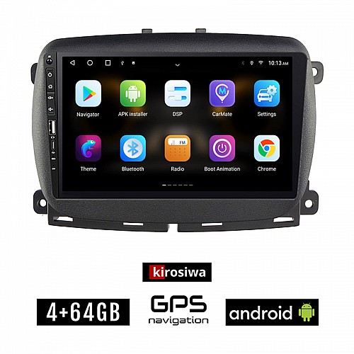FIAT 500 (μετά το 2016) Android οθόνη αυτοκίνητου 4GB με GPS WI-FI (ηχοσύστημα αφής 9" ιντσών Youtube Playstore MP3 USB Radio Bluetooth Mirrorlink εργοστασιακή, 4x60W, Navi)