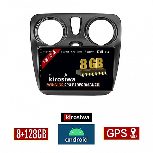 KIROSIWA 8GB + 128GB DACIA DOKKER (μετά το 2012) Android οθόνη αυτοκίνητου με GPS WI-FI (ηχοσύστημα αφής 9" ιντσών OEM Youtube Playstore MP3 USB Radio Bluetooth Mirrorlink DSP Apple Carplay Android Auto 4G Sim Card 4x60W, AUX) KL-12361