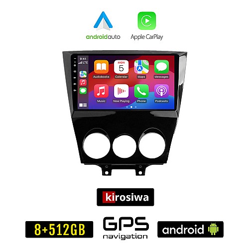 KIROSIWA MAZDA RX-8 (μετά το 2008) Android οθόνη αυτοκίνητου 8GB + 256GB με GPS WI-FI (ηχοσύστημα αφής 9" ιντσών OEM Android Auto Apple Carplay Youtube Playstore MP3 USB Radio Bluetooth Mirrorlink εργοστασιακή 4x60W, AUX)
