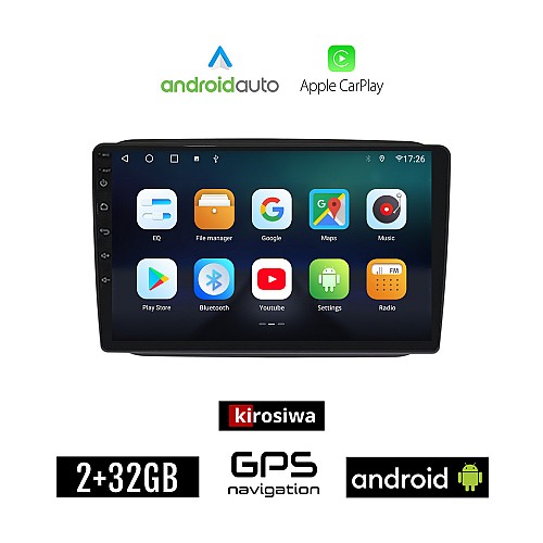 KIROSIWA SKODA FABIA (2007-2015) Android οθόνη αυτοκίνητου 2GB με GPS WI-FI (ηχοσύστημα αφής 10" ιντσών Android Auto Apple Carplay Youtube Playstore MP3 USB Radio Bluetooth Mirrorlink εργοστασιακή, 4x60W)