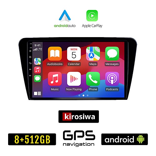 KIROSIWA SKODA OCTAVIA 7 (2013 - 2020) Android οθόνη αυτοκίνητου 8GB + 256GB με GPS WI-FI (ηχοσύστημα αφής 10" ιντσών OEM Android Auto Apple Carplay Youtube Playstore MP3 USB Radio Bluetooth Mirrorlink εργοστασιακή, 4x60W, AUX)