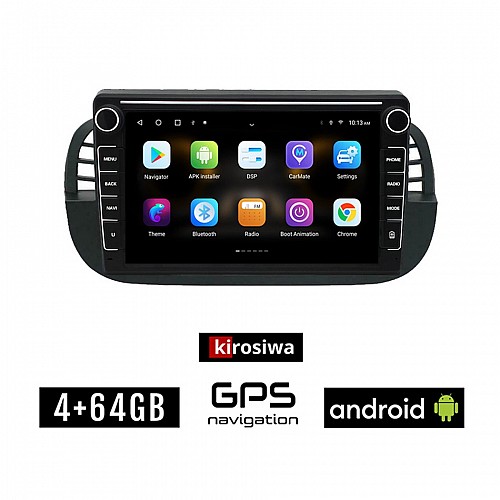 FIAT 500 (2008 - 2015) Android οθόνη αυτοκίνητου 4GB με GPS WI-FI (ηχοσύστημα αφής 8" ιντσών OEM Youtube Playstore MP3 USB Radio Bluetooth Mirrorlink εργοστασιακή, 4x60W, Navi, μαύρη)