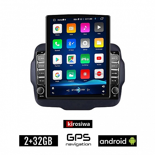 KIROSIWA JEEP RENEGADE (μετά το 2014) Android οθόνη αυτοκίνητου 2GB με GPS WI-FI (ηχοσύστημα αφής 9.7" ιντσών OEM Youtube Playstore MP3 USB Radio Bluetooth Mirrorlink εργοστασιακή, 4x60W, AUX)