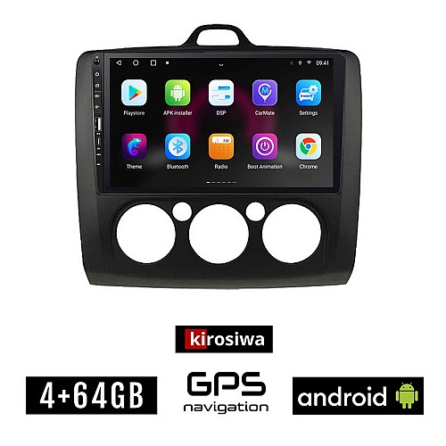 FORD FOCUS (2005 - 2011) *Με χειροκίνητο κλιματισμό Android οθόνη αυτοκίνητου 4GB με GPS WI-FI (ηχοσύστημα αφής 9" ιντσών OEM Youtube Playstore MP3 USB Radio Bluetooth Mirrorlink εργοστασιακή, 4x60W, Navi, μαύρο)