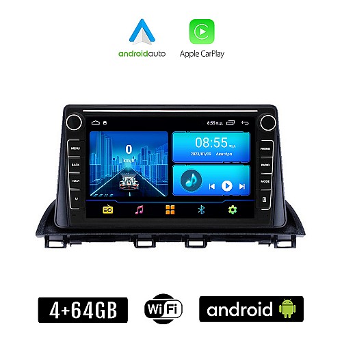 MAZDA 3 (μετά το 2014) Android οθόνη αυτοκίνητου 4+64GB με GPS WI-FI (ηχοσύστημα αφής 8" ιντσών 4GB CarPlay Android Auto Car Play Youtube Playstore MP3 USB Radio Bluetooth Mirrorlink εργοστασιακή, 4x60W, Navi)